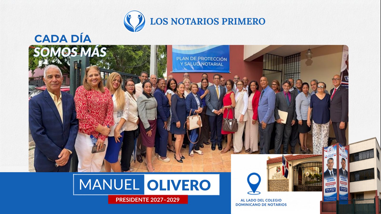 Notarios y simpatizantes en la inauguración del nuevo comando de campaña de Los Notarios Primero en Gazcue